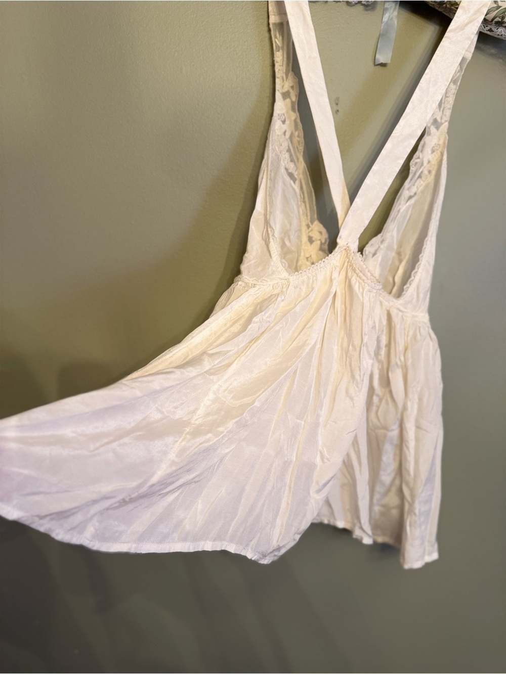 Free People Lizzy Lace Babydoll Tank - Champagne Dream Cream - Size Large - Picture 11 of 12